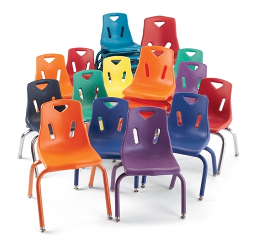 14 Height Berries 8124JC1003 Stacking Chair with Powder-Coated Legs Blue 